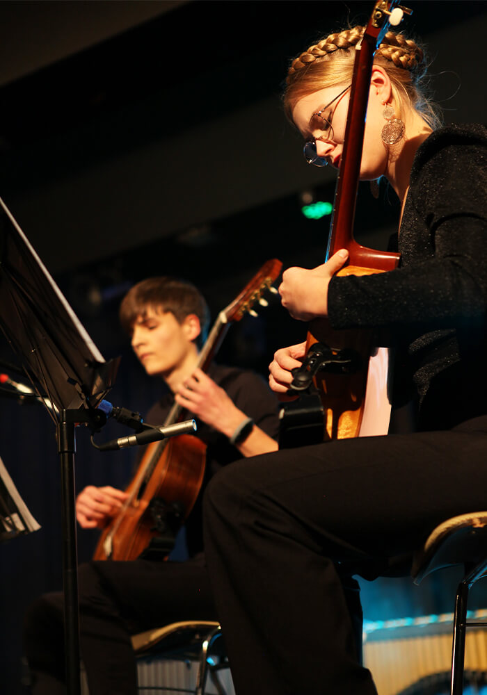 Das Gitarrenensemble „cantomano“ am Landesmusikgymnasium RLP